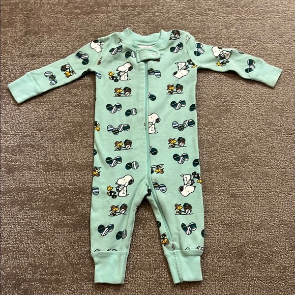 Hanna Andersson x Peanuts Easter Zip-Up Footie Pajamas Teal 60cm (3–6 Months) - Picture 1 of 6